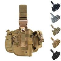 Tactical drop leg pistol detachable equipment for right hand Molle pistols with Glock 17, 18, 19, 26, 34 and above thigh pistols