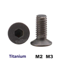 10Pcs/Lot M2 M3 Pure Titanium Countersunk Screw Bolt Hexagonal Socket Flat Head Ti Millimeter Screws Fastener Anti-corrosion Gr2