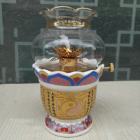 Taoist supplies, seven star lamp, oil lamp, ceramic Bagua wind proof lamp, oil lamp, Bagua lamp