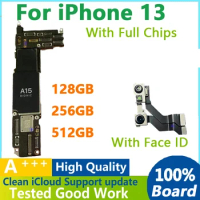 Fully Tested Authentic Motherboard for iPhone 13 Mainboard with Face ID Chips Logic Board, IOS System, Cleaned iCloud,128G 256G