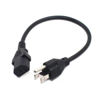 US Nema 5-15P Male Plug to IEC 60320 C13 Power Cable, 0.3M 1ft Conductor PC AC Power Cord 10A 250V Copper Wire