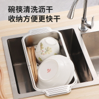伸縮瀝水籃304不銹鋼廚房水槽洗菜盆瀝水架洗碗池置物架碗筷瀝水