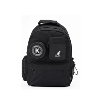 【KANGOL】英國袋鼠英倫學院風圓標多格層加送小包後背包-共2色