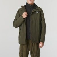 The North Face 北臉 外套 男款 運動連帽外套 衝鋒衣 保暖 三合一 防風 防潑水 綠 NF0A81RNBQW