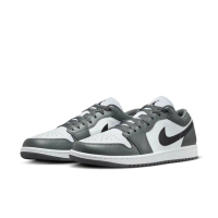 【NIKE 耐吉】AIR JORDAN 1 LOW 鐵灰白色 低筒 皮革 AJ1 喬丹 男鞋(553558-152)
