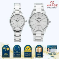 Mirage Jam Tangan Pria Analog 8859 M Silver Original Stainless Couple Plat Putih