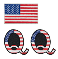 美國Q + 美國國旗 2件組 熨斗刺繡背膠補丁 袖標 布標 布貼 補丁 貼布繡 臂章