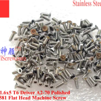 ISO 14581 stainless steel M1.6 screw M1.6x3 M1.6x4 M1.6x5 M1.6x6 Flat Head T5 Driver SUS 304 A2-70 Polished QCTi Screw