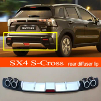 SX4 S-Cross ABS Plastic Silver / Black Car Rear Bumper Rear Diffuser Spoiler Lip for Suzuki SX4 S-Cross