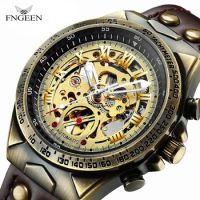 FNGEEN Men Watch Male Student Vintage Fashion Casual Bronze Automatic Mechanical Watch Relogio Masculino Reloj Hombre