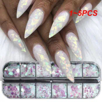 1~5PCS Grids Iridescent Nails Aurora Glitter Crystal Fire Flakes Holographic Sparkle Sequins Charms Gel Polish Manicure Flash