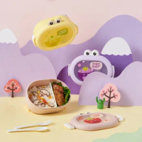 Lunch Box For Kids Cute Frog Bento Case Food Dessert Fruit Container With 2 Compartments Portable Microwave Office Lunch Bag