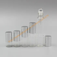 1ml/2ml/3ml/5ml/10ml Clear Glass Bottle(Long Neck) With Stainless Roller+Silver Aluminum Lid,Roll-On/Perfume/Deodorant Bottle