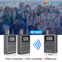 Two-way Wireless Tour Guide System 1 Main Transmitter Plus 1 Vice Transmitter Plus 60 Receivers For Traveling Church Meetings