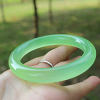 Natural agate green jade bangle hand-carved jade bracelet real green jade bangles jadeite jade jewelry bracelets for women