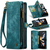 Caseme Galaxy Z Fold 5 5g Cases Leather Zipper Strap Wallet For Samsung Galaxy Z Fold 5 4 Fold5 Fold4 Phone Case 5 Card Holder