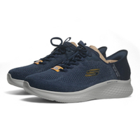 SKECHERS 休閒鞋 PRIMEBASE 藍灰 瞬穿 寬楦 健走鞋 男 232466WNVYL
