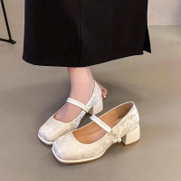 Elevated Height Leg-Lengthening Elegant Versatile Pearl Single Shoes Summer New Style New Chinese St