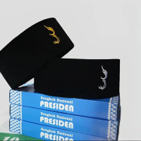 Songkok Hitam Peci Logo Kujang Perak dan Emas Presiden Muslim Dewasa