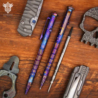 Star Sky Hand Carving Titanium alloy Automatic Pencil Signature Pen refill Writing Pen Gun-bolt Pen Multifunctional Tactical EDC