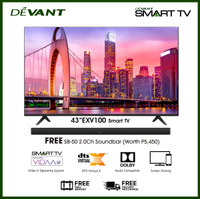 DEVANT 43EXV100 43 inch Full HD (FHD) 2K Smart TV - FREE Soundbar and Wall Bracket, Wifi Ready