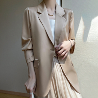 [巴黎精品] 西裝外套休閒西服-緞面絲質寬鬆簡約女外套6色a1be55