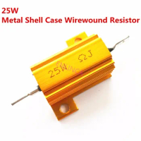 10Pcs Full value 25W Aluminum Power Metal Shell Case Wirewound Resistor 0.01 ~ 100K 0.05 0.1 0.5 1 1.2 2 6 8 10 20 100 10K ohm