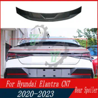 ABS Plastic Glossy Black Rear Trunk Spoiler Lip Trim Car Styling For Hyundai Elantra Avante CN7 2020 2021 2022 2023