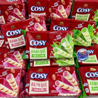 Banh Que Cosy Kem Vi Dau, La Dua - Kinh Do Cosy Waffles Cookies Strawberry, Panda 135g Snacks