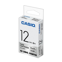 CASIO 卡西歐 XR-12SR1 12mm 銀底黑字 標誌帶/標籤帶
