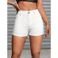 Quần Short Denim Nữ, Màu Trắng, Co Giãn coco  jeans quần  hút  chân  không  levi capri  jeans quần  