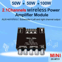 ZK-MT21 2x50W+100W 2.1 Channel Subwoofer Digital Power Amplifier Board AUX 12V 24V Audio Stereo Bluetooth-compatible 5.0 Bass Am