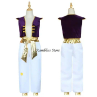 Kids Boys Fancy Arabian Prince Costumes Cap Waistcoat Pants for Halloween Cosplay Fairy Parties Dress Prince Aladdin Cosplay