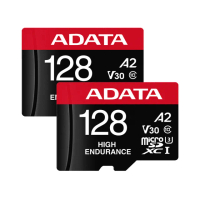 二入組【ADATA 威剛】High Endurance microSDXC UHS-I U3 A2 V30 128G 高耐用記憶卡(附轉卡)