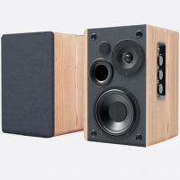 TWO-Way Bookshelf Speakers Wireless Bluetooth Input Wooden Hi-fi Home Theater Subwoofer Speakers 80W Peak High Power Bass Audio