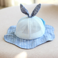 兒童網眼兔耳朵漁夫帽小童可愛盆帽夏季女寶寶防曬遮陽帽百搭網帽1入
