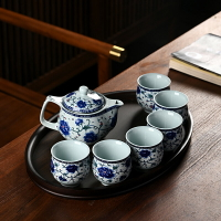 陶瓷大容量茶壺一壺四六杯青花瓷茶具套裝家用帶過濾花茶泡茶壺P