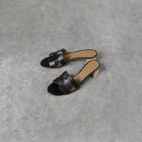 Sandal HERMES OASIS BLACK BLOCK HEELS 100% ORIGINAL 39