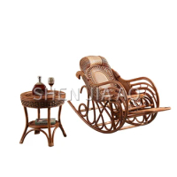 1PC Natural Wicker Rocking Chair Folding Rocking Lunch Lounge Chair Balcony Old Hand-woven Chair (Excluding Table)