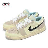 Nike 休閒鞋 Wmns Air Jordan 1 Low SE 女鞋 男鞋 椰奶色 黑 AJ1 編織格紋 HQ3440-101