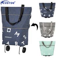 Folding Shopping Pull Cart Trolley Bag With Wheels Foldable Shopping Bags Reusable Grocery Bags Food Organizer Vegetables Bag