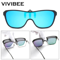 VIVIBEE 2024 Cool Flip Up Clip On Sunglasses Polarized TR90 Photochromic Driving Square Oversized UV400 Fishing Sun Glasses