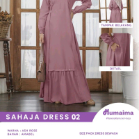 HUMAIMA Sahaja 02 Dusty Lilac- Pakaian Muslim Wanita Simple- Gamis Muslim Wanita