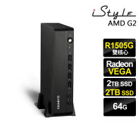【iStyle】六核心 無系統{G2}AMD迷你電腦(R1505G/64G/2TB SSD+2TB SSD)