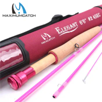 Maximumcatch 6.5/9FT Pink Fly Rod 2/5WT 4/8Pieces 30T Carbon Fiber Medium-Fast Fly Fishing Rod For Ladies