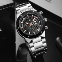DISKON Evans Jayden Jam Tangan Pria EJ 9562 Rantai Stainless Steel Chronograph Kaca Sapphire Water R