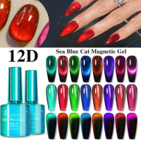 12D Laser Cat Magnetic Gel Nail Polish Diamond Glitter Gel Soak Off UV LED Nail Varnish UV Gel