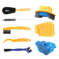 Bicycle Chain Cleaner 8Pieces Precision Bicycle Cleaning Brush Tool Including Bike Chain Scrubber Suitable MTB Road City Hybrid