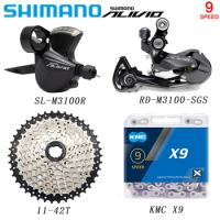 SHIMANO M3100 Gear Lever 9V Rear Derailleur 1X9 Speed 36/40/42T Cassette Kit for MTB Bike KMC X9 Chain Groupset Bicycle Parts