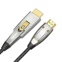 【易控王】HDMI光纖工程線 18Gbps 4K 易佈線 可穿管 合金外殼 鍍金插頭 創新轉接設計